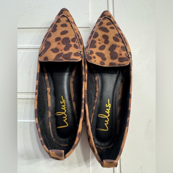 Lulu's Emmy Vegan Suede Leopard Print Vegan Pointed Toe Shoes Loafers Size 6.5 - Picture 4 of 6